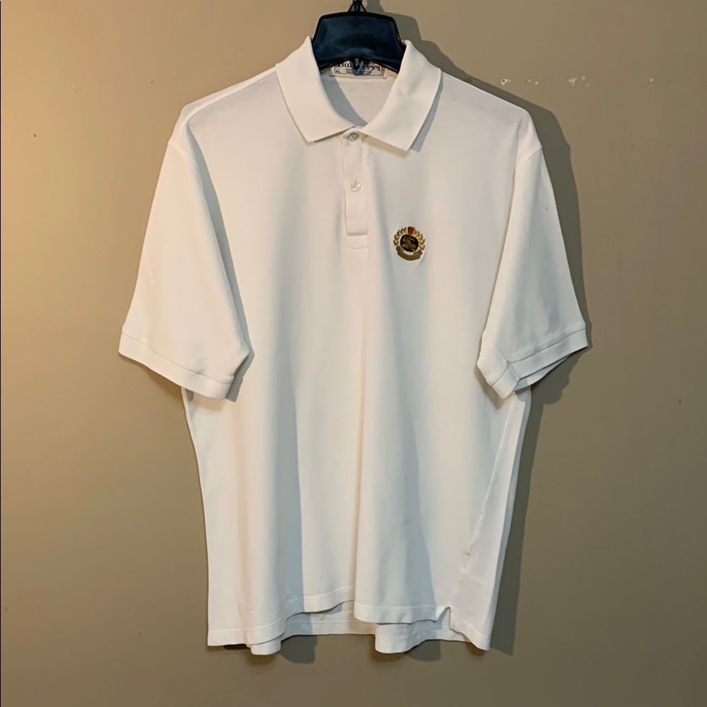VTG Burberrys Men’s Crested White Polo Short Sleeve Shirt Classic Cotton XL